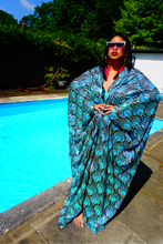 Load image into Gallery viewer, Luxury Aqua Mint Sparkle Holographic Sequin Kaftan Gown / Kimono Robe
