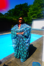 Load image into Gallery viewer, Luxury Aqua Mint Sparkle Holographic Sequin Kaftan Gown / Kimono Robe
