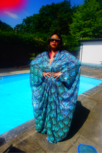 Load image into Gallery viewer, Luxury Aqua Mint Sparkle Holographic Sequin Kaftan Gown / Kimono Robe
