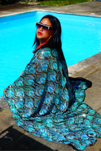 Load image into Gallery viewer, Luxury Aqua Mint Sparkle Holographic Sequin Kaftan Gown / Kimono Robe

