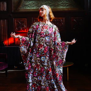 Stained Glass Window floral round neck kaftan gown