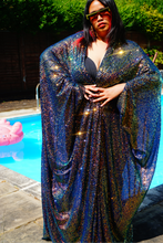 Load image into Gallery viewer, Super Sparkle Iridescent blue Kimono Robe
