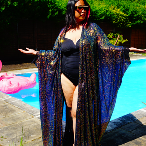 Super Sparkle Iridescent blue Kimono Robe