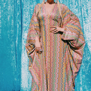 Lolliop Lurex Zig-Zag Hot Pink Lurex Kaftan