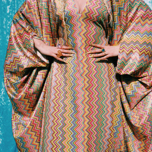 Lolliop Lurex Zig-Zag Hot Pink Lurex Kaftan