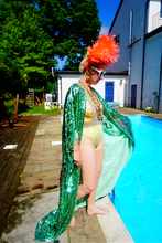 Load image into Gallery viewer, Mint Green Sequin Kaftan Gown / Kimono Robe
