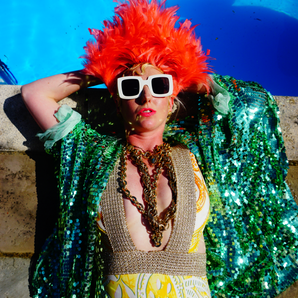 Mint Green Sequin Kaftan Gown / Kimono Robe