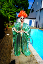 Load image into Gallery viewer, Mint Green Sequin Kaftan Gown / Kimono Robe
