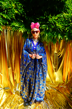 Load image into Gallery viewer, Luxury Royal Blue Holographic Sparkle Sequin Kaftan Gown / Kimono Robe
