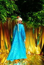 Load image into Gallery viewer, Turquoise Holographic Sequin Maxi Kaftan Gown / Mini Kaftan / Kimono Robe
