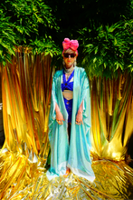 Load image into Gallery viewer, Iridescent Ice Blue Sequin Kaftan Gown / Kimono Robe
