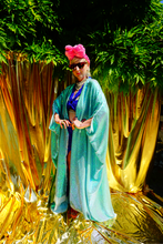 Load image into Gallery viewer, Iridescent Ice Blue Sequin Kaftan Gown / Kimono Robe
