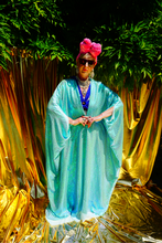 Load image into Gallery viewer, Iridescent Ice Blue Sequin Kaftan Gown / Kimono Robe
