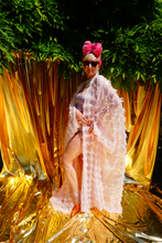 Load image into Gallery viewer, Pale pink Sequin Ruffle Tulle Kimono Robe
