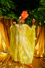 Load image into Gallery viewer, Green/Yellow Lace Jewel embroidered Kimono Robe
