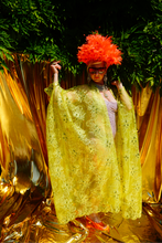 Load image into Gallery viewer, Green/Yellow Lace Jewel embroidered Kimono Robe
