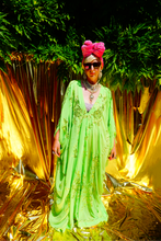 Load image into Gallery viewer, Green Chiffon Sequin Kaftan Gown / Kimono Robe
