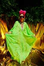 Load image into Gallery viewer, Green Chiffon Sequin Kaftan Gown / Kimono Robe
