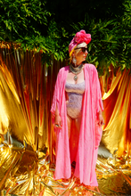 Load image into Gallery viewer, Pink Chiffon holpgraphic Sequin Kaftan Gown / Kimono Robe
