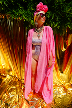 Load image into Gallery viewer, Pink Chiffon holpgraphic Sequin Kaftan Gown / Kimono Robe
