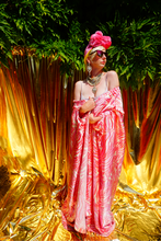 Load image into Gallery viewer, Red and Pink Viscose satin print Kaftan Gown / Kimono Robe
