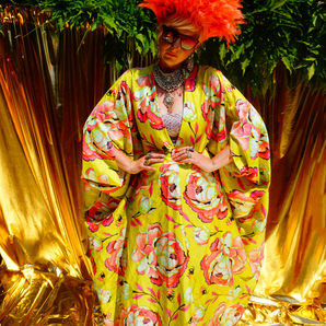 Summer Floral Sateen Cotton Kaftan Gown / Kimono Robe