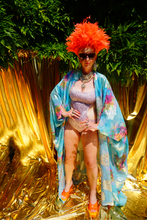 Load image into Gallery viewer, Gold and Blue Chiffon Kaftan Gown / Kimono Robe

