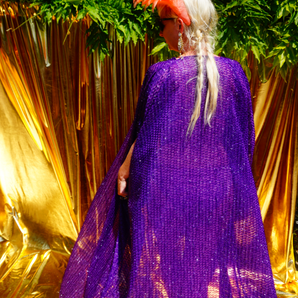 Purple Lurex Tinsel Kimono Robe