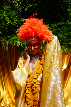 Load image into Gallery viewer, Gold Yellow Brocade silk tassel trim Kaftan Gown / Kimono Robe
