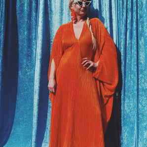 Plissé Orange light weight standard V-neck Kaftan