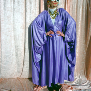 Wetlook lilac slinky V-neck Kaftan