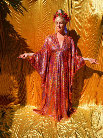 Gold sequin kaftan clearance