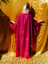 Load image into Gallery viewer, Cerise Holographic Sequin V-neck Kaftan Gown
