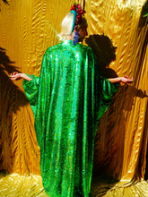 Load image into Gallery viewer, Emerald Green Holographic Sequin Maxi Kaftan Gown / Mini Kaftan / Kimono Robe
