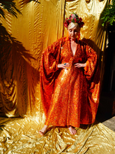 Load image into Gallery viewer, Orange Holographic Sequin Maxi Kaftan Gown / Mini Kaftan / Kimono Robe
