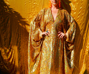 Gold Holographic Sequin Maxi Kaftan Gown / Kimono Robe