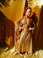 Load image into Gallery viewer, Gold Holographic Sequin Maxi Kaftan Gown / Mini Kaftan / Kimono Robe
