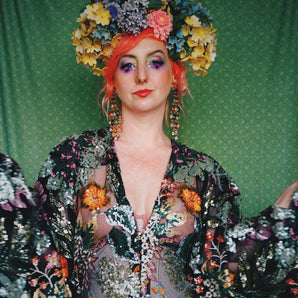 The prettiest of the flowers - embroidered sequin kaftan gown