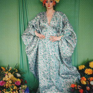 English Country Garden Brocade Metallic Kaftan Gown