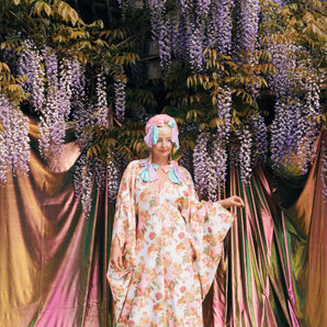 Rose Garden V-Neck Kaftan Gown, Freesize