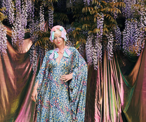 Colourful Leopard Print V-Neck Kaftan Gown