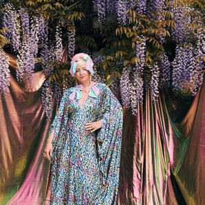 Colourful Leopard Print V-Neck Kaftan Gown