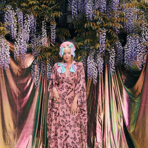 Flutterby dusky pink Spring V-Neck Kaftan Gown