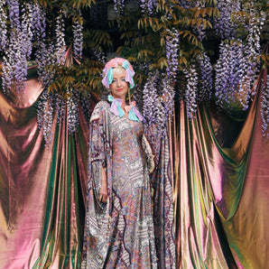 Mosaic Print V-Neck Kaftan Gown