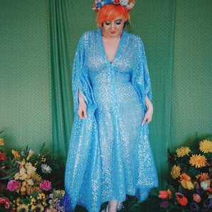 Dainty Blues Sequin Kaftan Gown