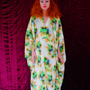 Abstract tie-dye effect psychedelic print Kaftan Gown