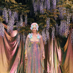 Irridescent Dream Sequin V-Neck Kaftan Gown
