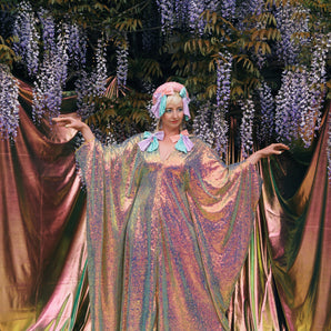 Irridescent Dream Sequin V-Neck Kaftan Gown