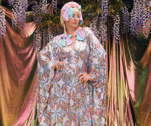 Starburst Flowers Sequin V-Neck Kaftan Gown