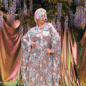 Starburst Flowers Sequin V-Neck Kaftan Gown